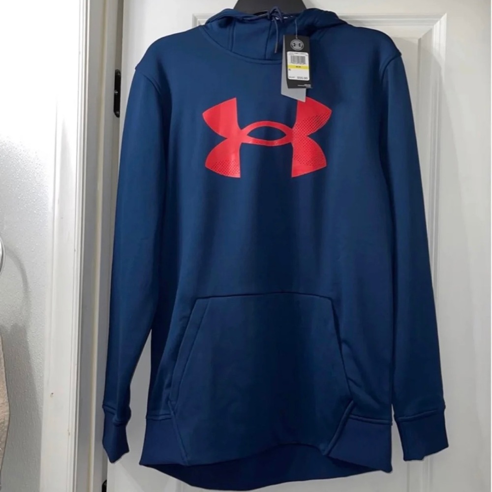 Under Armour Blue Hoodie with Red Logo
